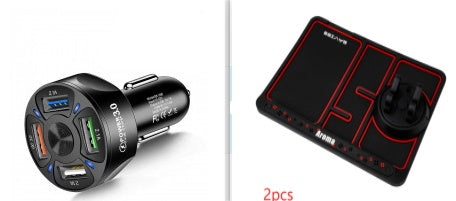 Fast Charge Car Charger with four USB charging ports for compatible smartphones and USB-powered devices