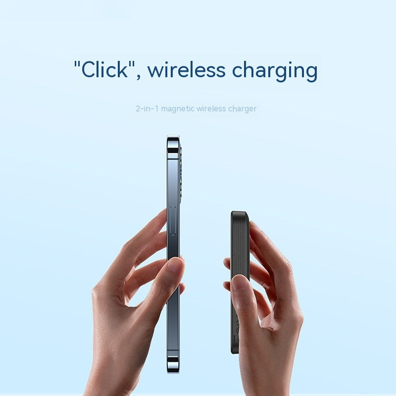 Magnetic Wireless Power Bank with up to 20W fast charging and magnetic wireless charging for compatible smartphones