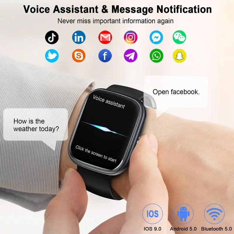 Smart Watch IP68 Fitness Tracker with Bluetooth calling, heart rate monitor, and 1.91-inch HD display
