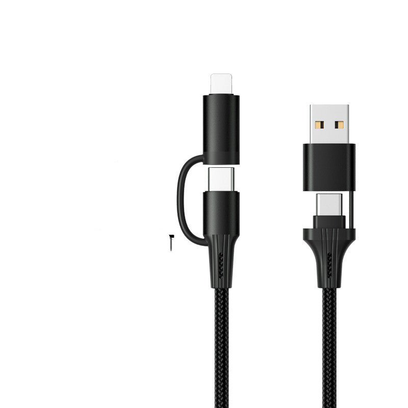 60W Multi-Head Charging Cable with USB-C, Lightning, and Micro USB connectors for compatible devices