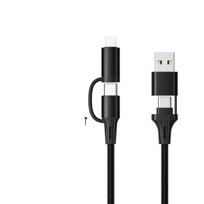 60W Multi-Head Charging Cable with USB-C, Lightning, and Micro USB connectors for compatible devices