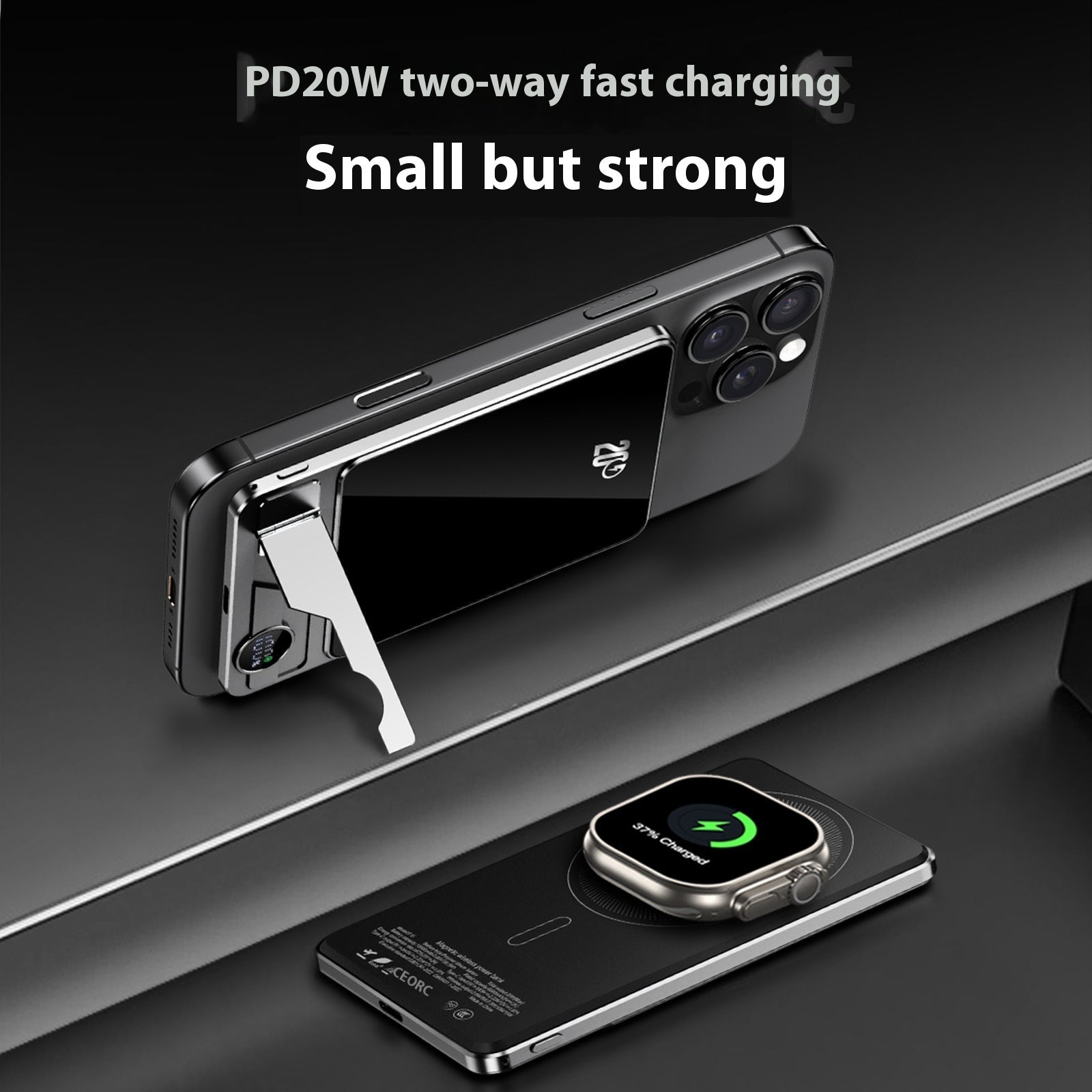 Ultra-Thin Magnetic Wireless Power Bank with portable wireless charging and magnetic alignment for compatible smartphones