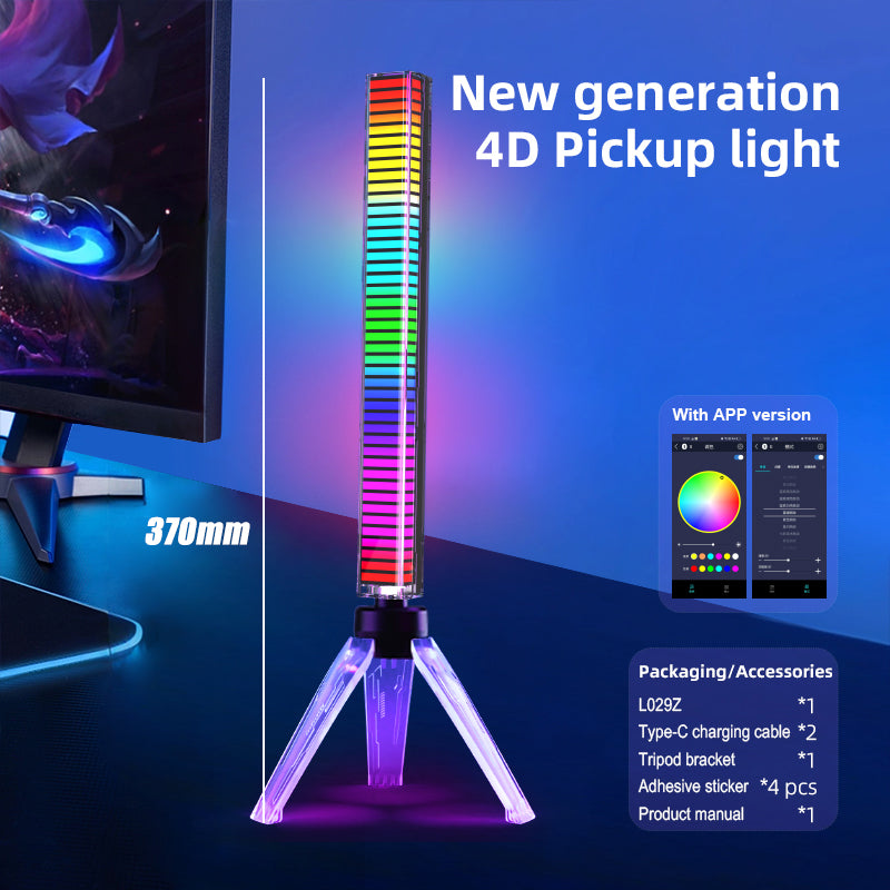RGB Sound Pickup Lamp with multicolor LED music sync lighting for gaming rooms, parties, and vehicle decoration
