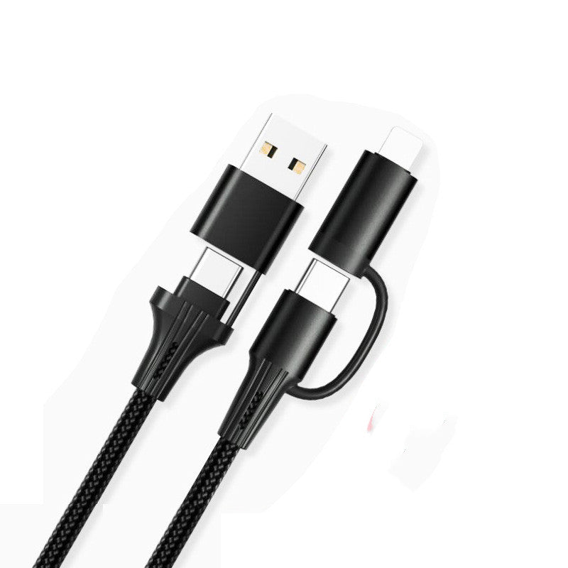 60W Multi-Head Charging Cable with USB-C, Lightning, and Micro USB connectors for compatible devices