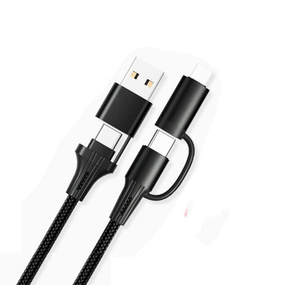 60W Multi-Head Charging Cable with USB-C, Lightning, and Micro USB connectors for compatible devices