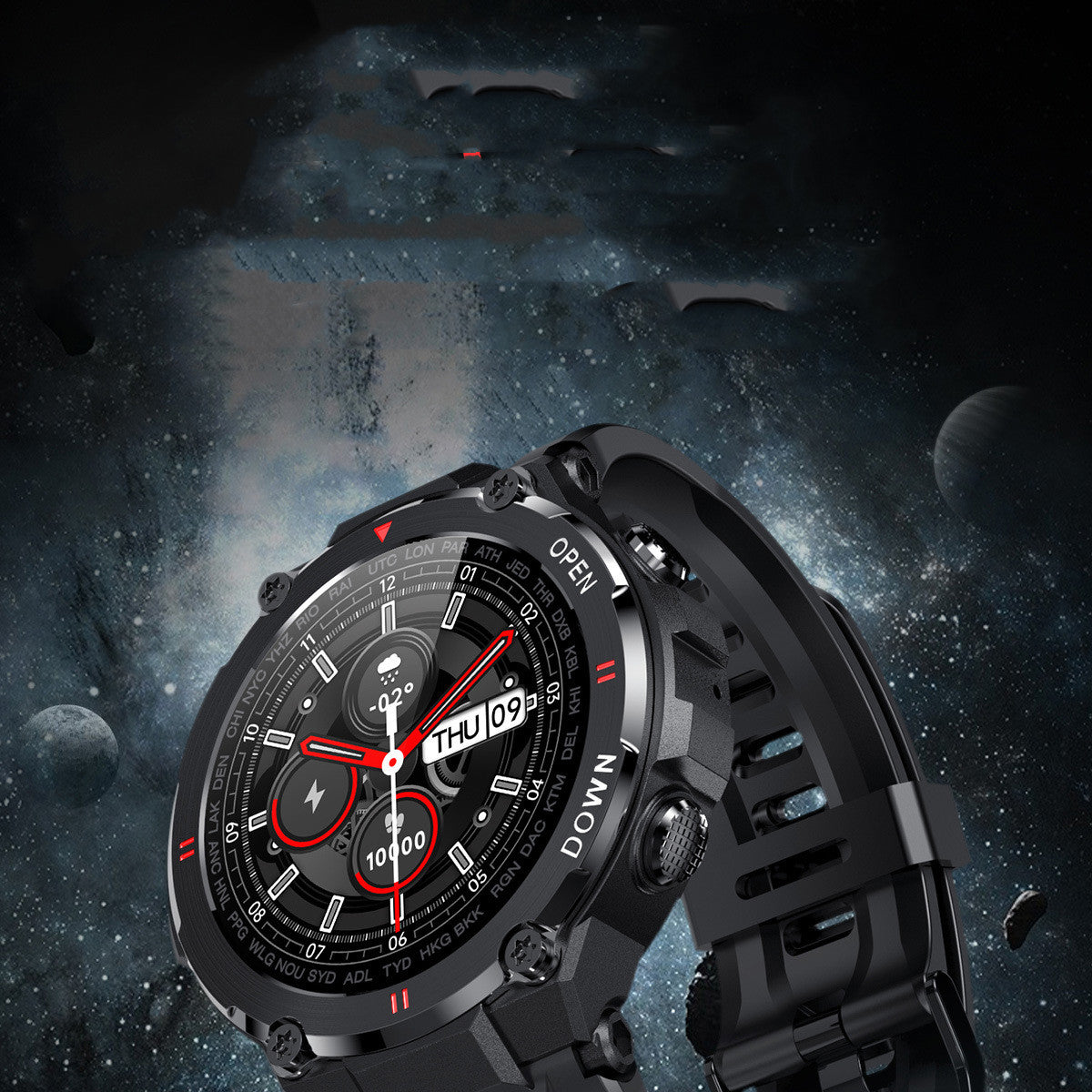 Sports Health Monitoring Watch with heart rate, blood oxygen, blood pressure, sleep tracking, and fitness tracking features