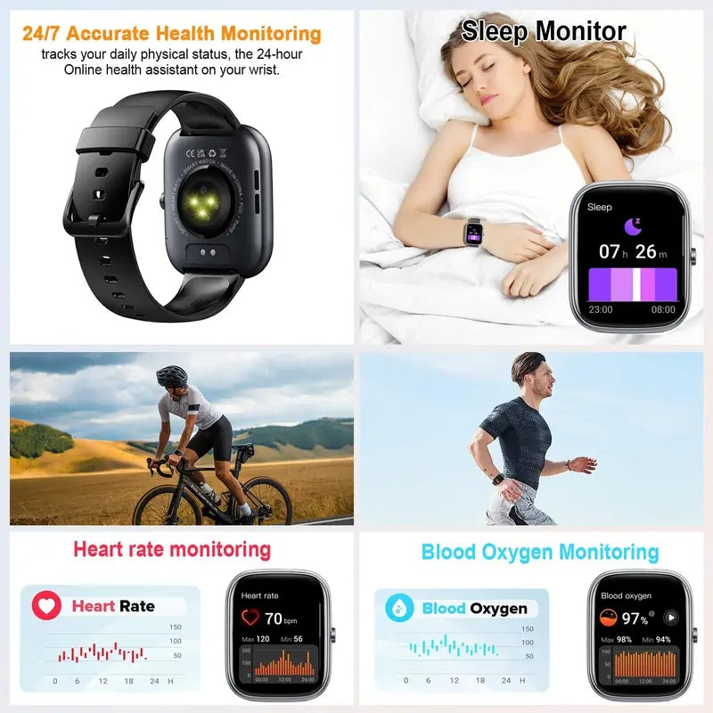 Smart Watch IP68 Fitness Tracker with Bluetooth calling, heart rate monitor, and 1.91-inch HD display