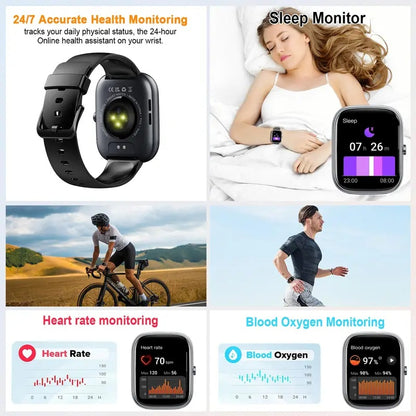Smart Watch IP68 Fitness Tracker with Bluetooth calling, heart rate monitor, and 1.91-inch HD display