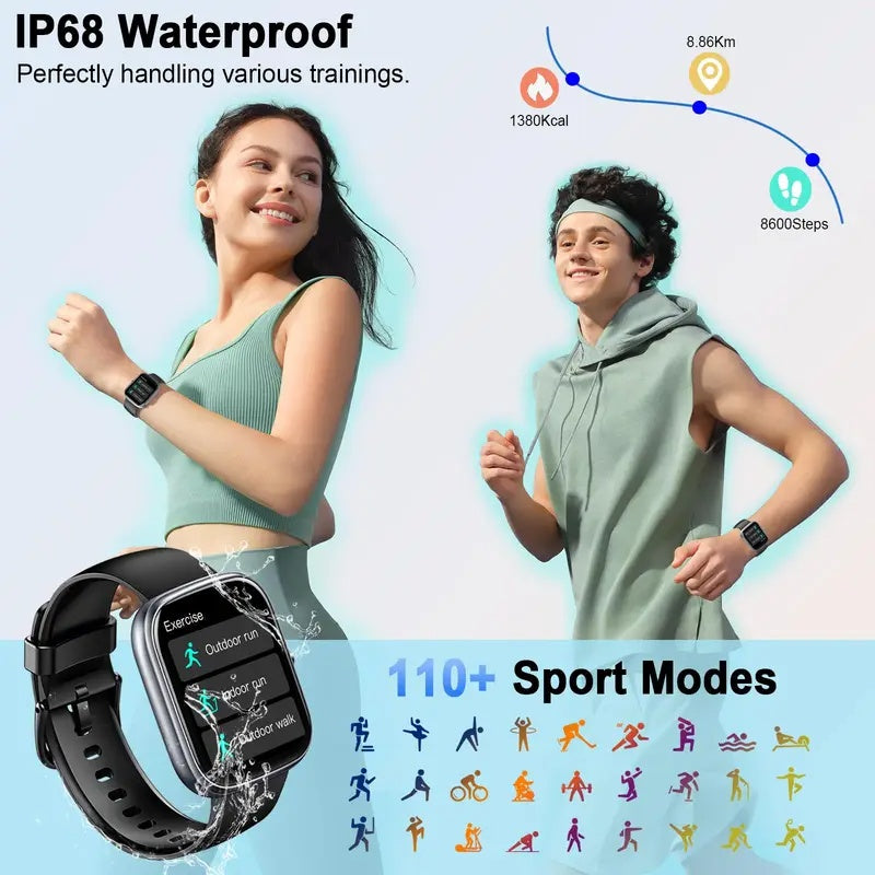 Smart Watch IP68 Fitness Tracker with Bluetooth calling, heart rate monitor, and 1.91-inch HD display