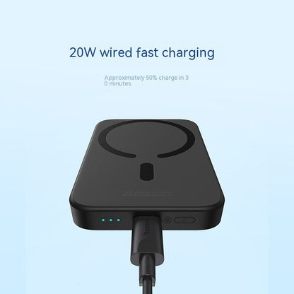Magnetic Wireless Power Bank with up to 20W fast charging and magnetic wireless charging for compatible smartphones