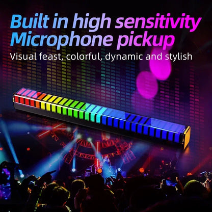 RGB Sound Pickup Lamp with multicolor LED music sync lighting for gaming rooms, parties, and vehicle decoration