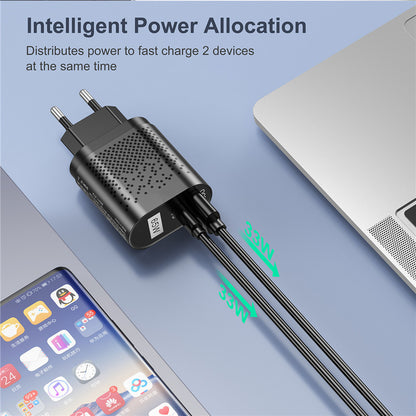 65W GaN Charger with USB Power Delivery fast charging for compatible smartphones, tablets, and laptops